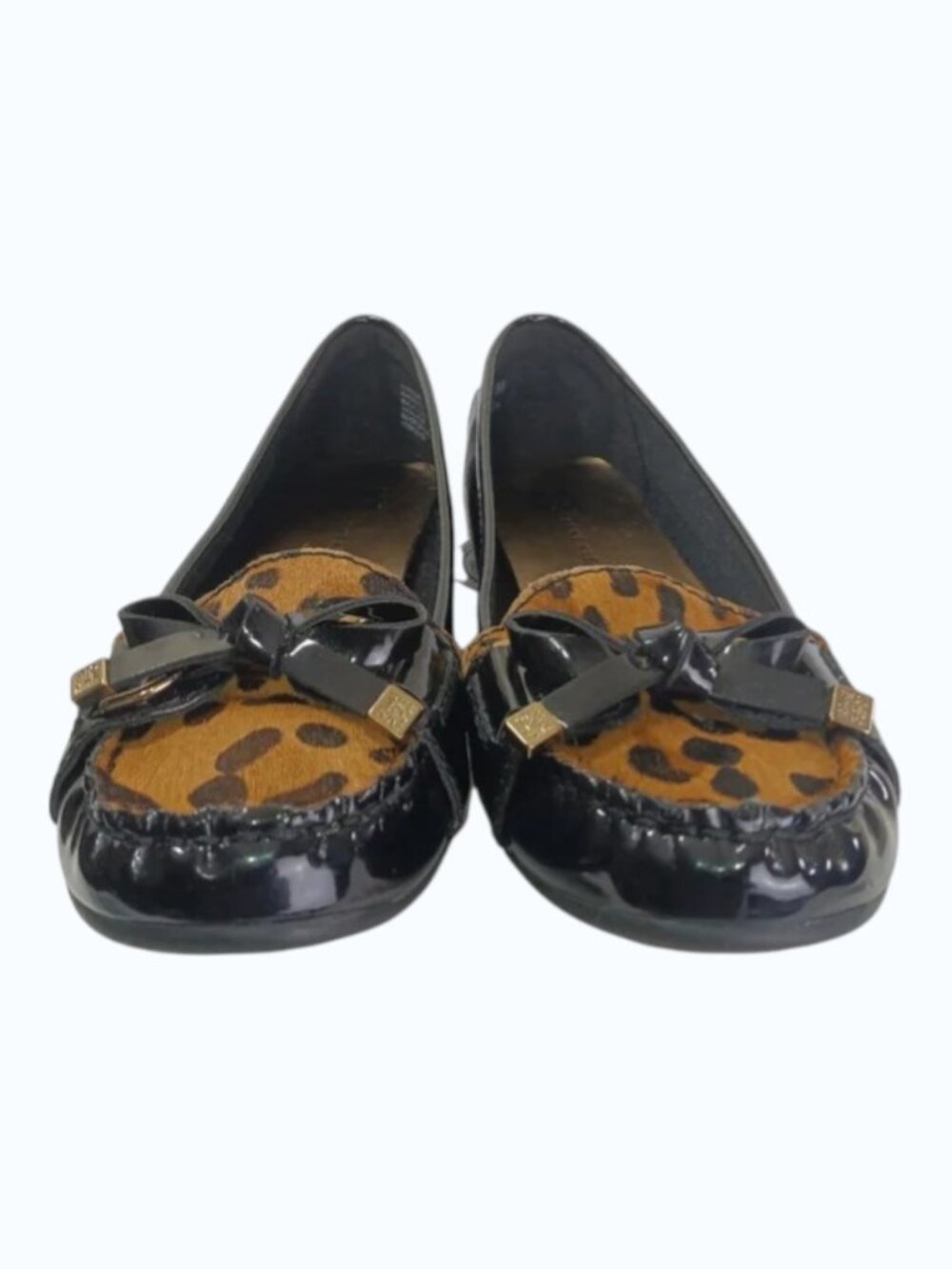 Anne Klein Black & Cognac Calf Hair & Patent Leather Loafer/Flat Size 7.5